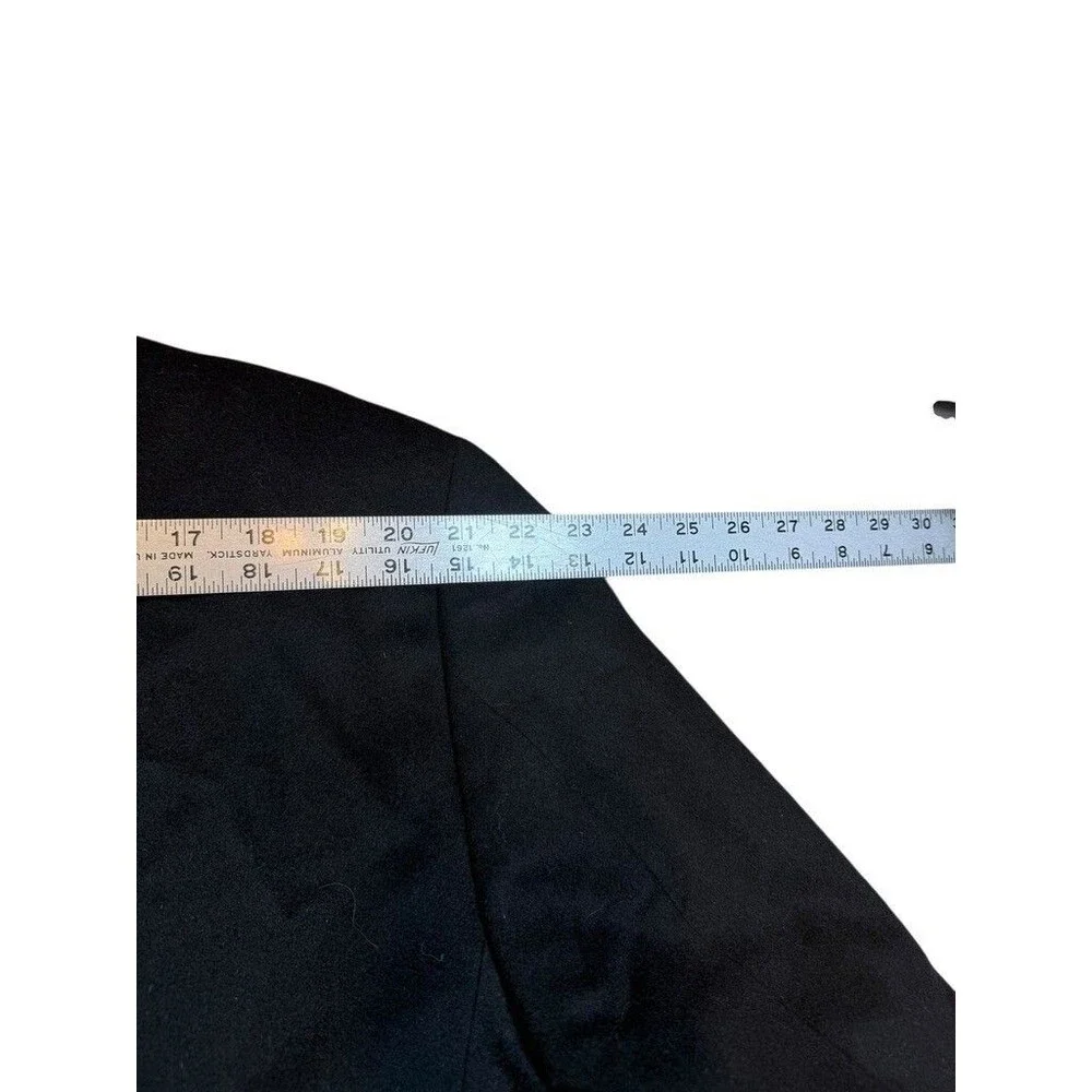 Chaps Mens SportCoat Blazer Size 48R Two Button Flannel Wool Silk Cashmere Black